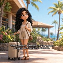 Story slideshow example in Clay chibi 3D style, slide 1 of 4